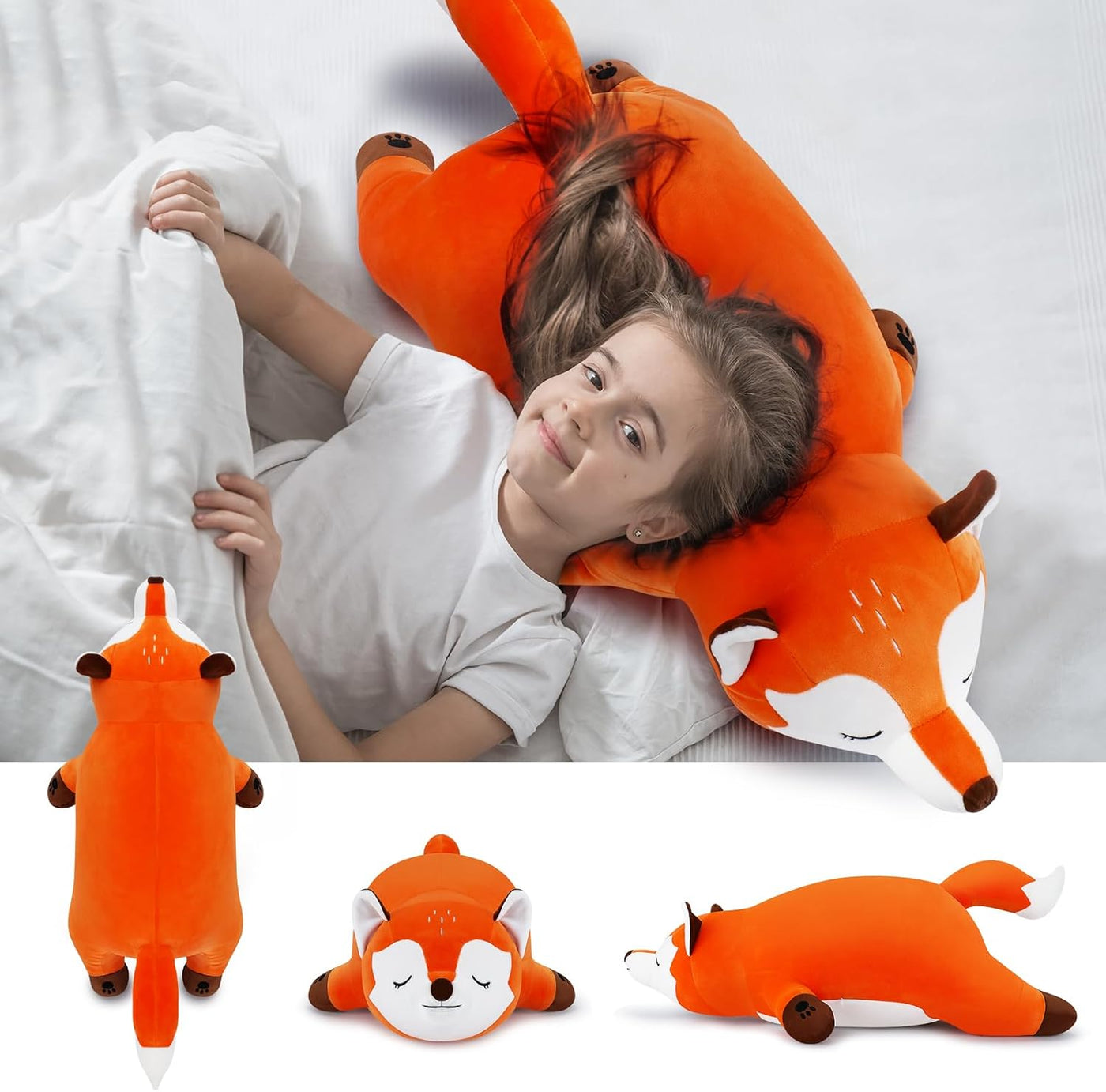 Peluche de zorro gigante de 30 pulgadas, almohada de felpa de zorro...