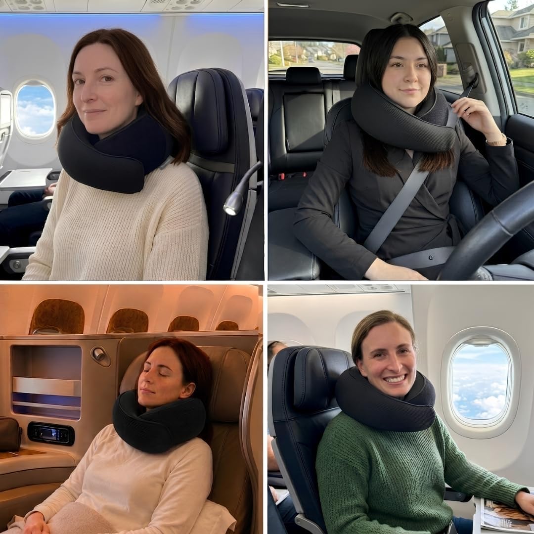 FlyHugz® Almohada de viaje para el cuello de espuma viscoelástica p...