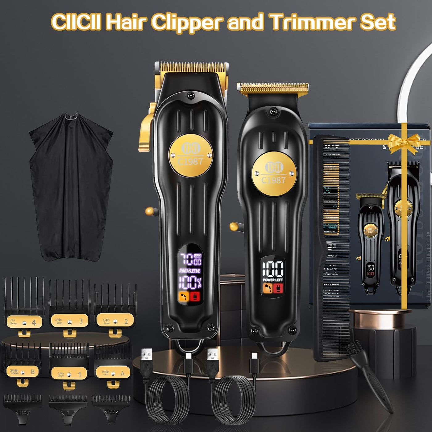 CIICII Juego de cortapelos y recortadores de pelo para hombre, kit...