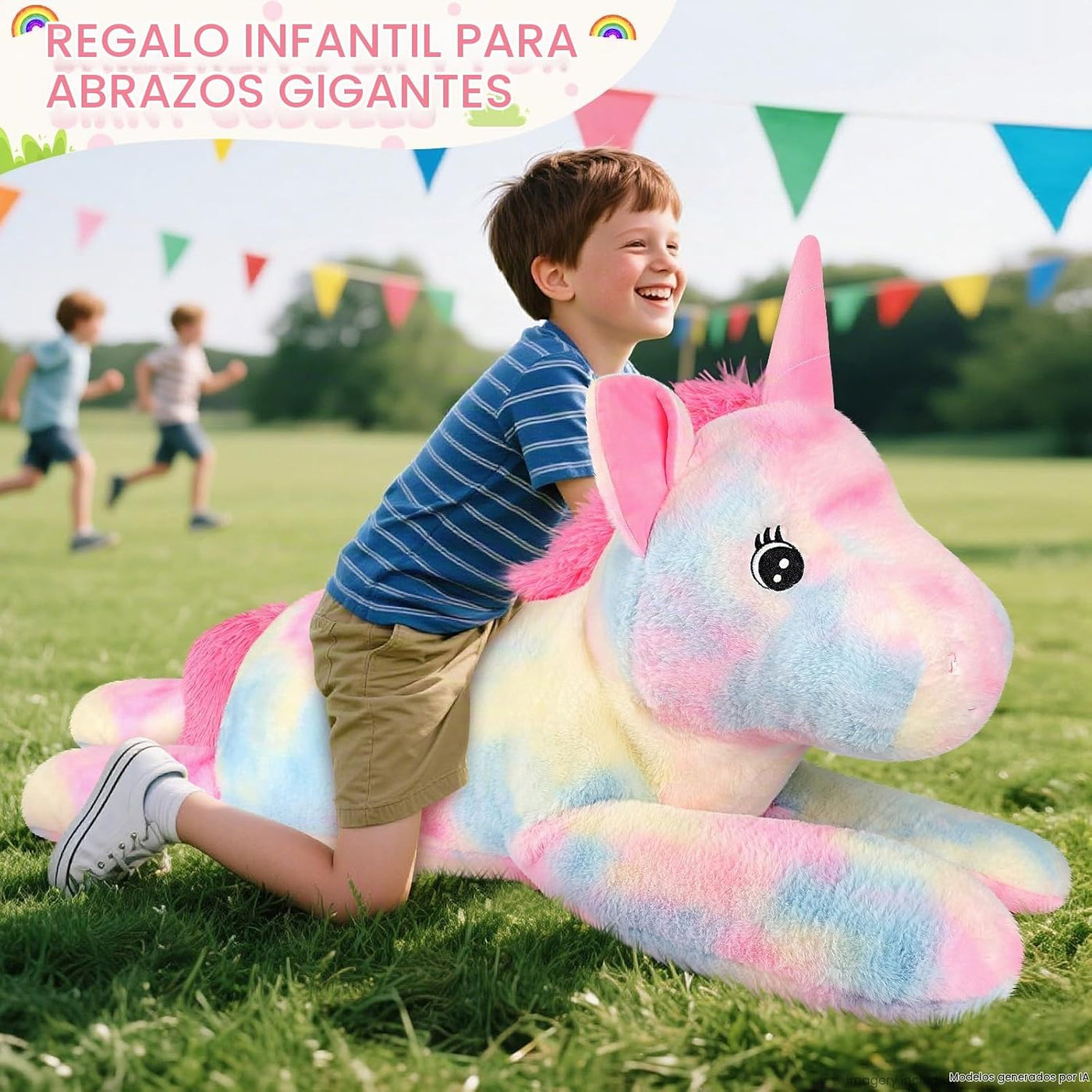 SuzziPals Peluche de unicornio gigante de 43 pulgadas, juguetes de...