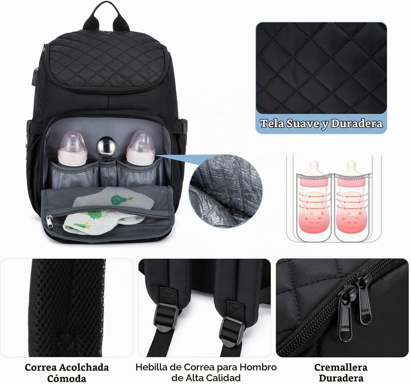 LOVEVOOK Mochila para Pañales de Gran Capacidad con Cambiador Portá...