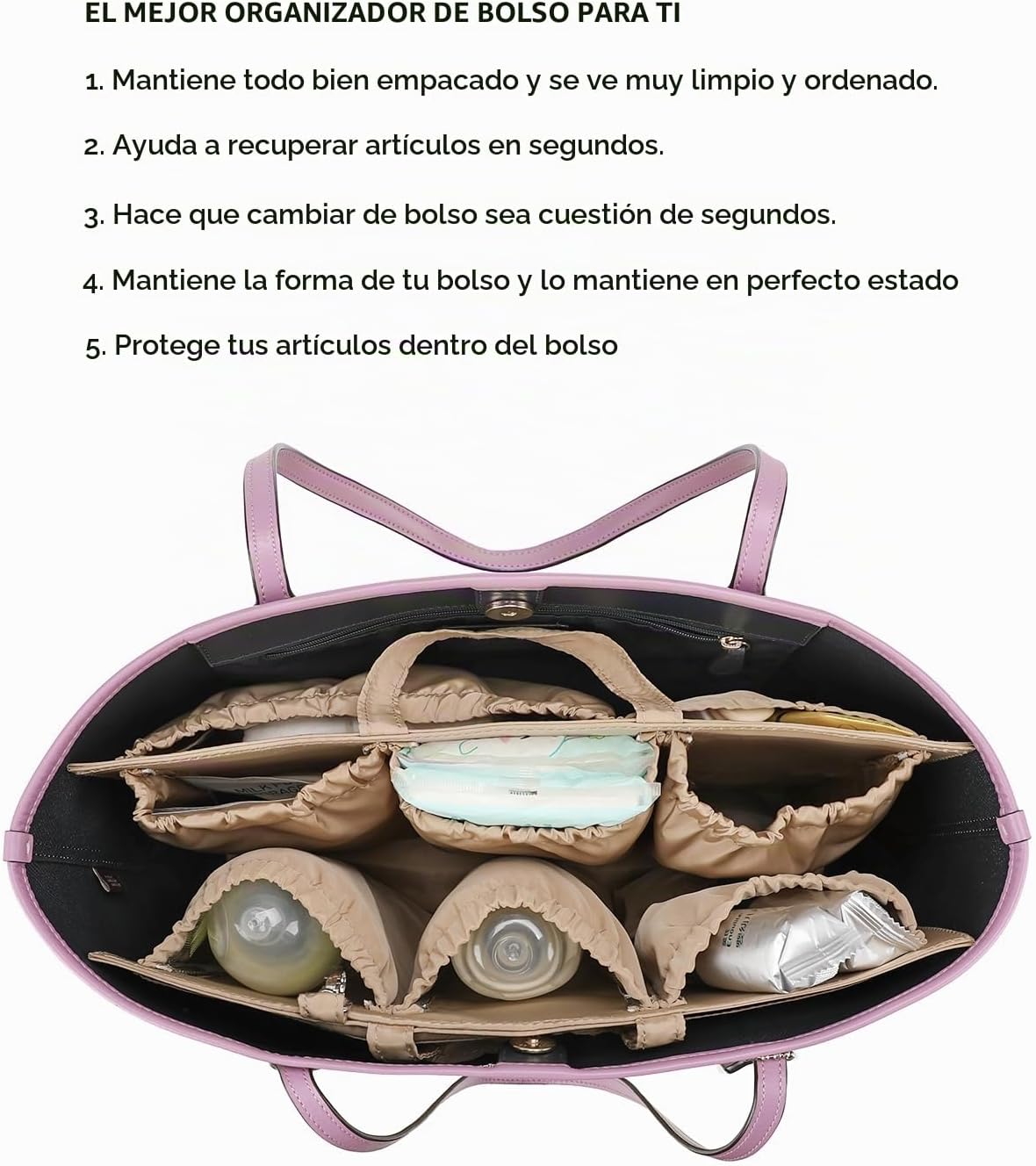 Lmbabter Organizador extraíble con bolsillo aislado, bolsa de pañal...