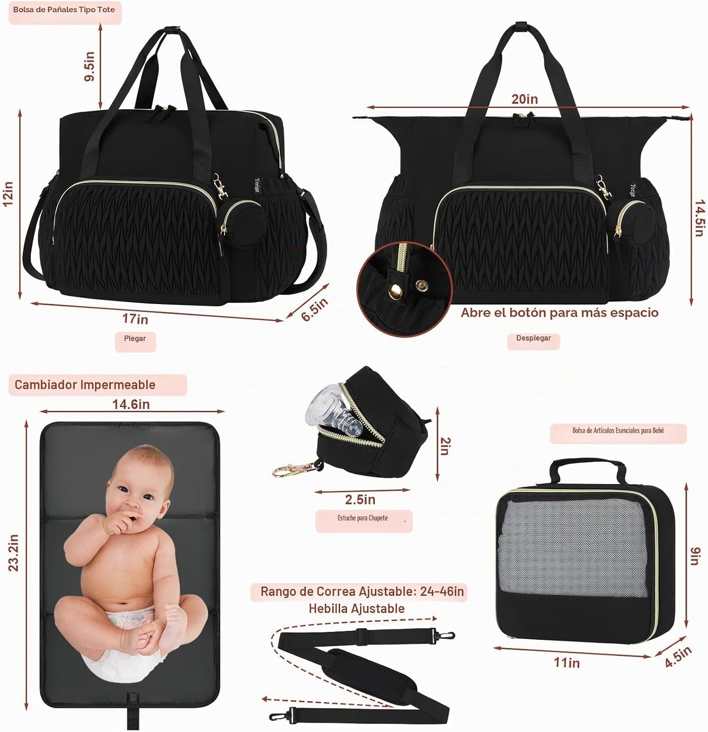 Bolsa de pañales para bebé, 6 unidades, bolsas de hospital grandes...
