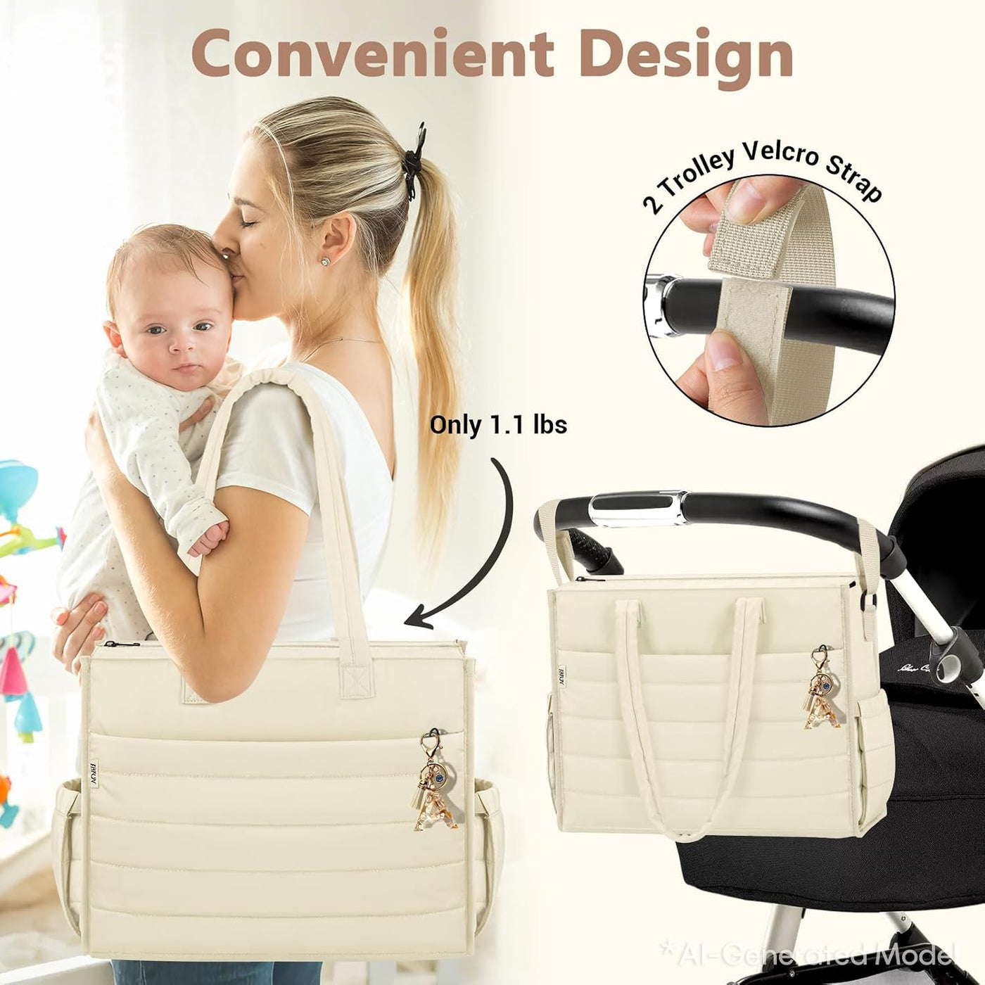IBFUN Bolso de Pañales para Bebé - Bolso Grande para Bebé 4Pcs con...