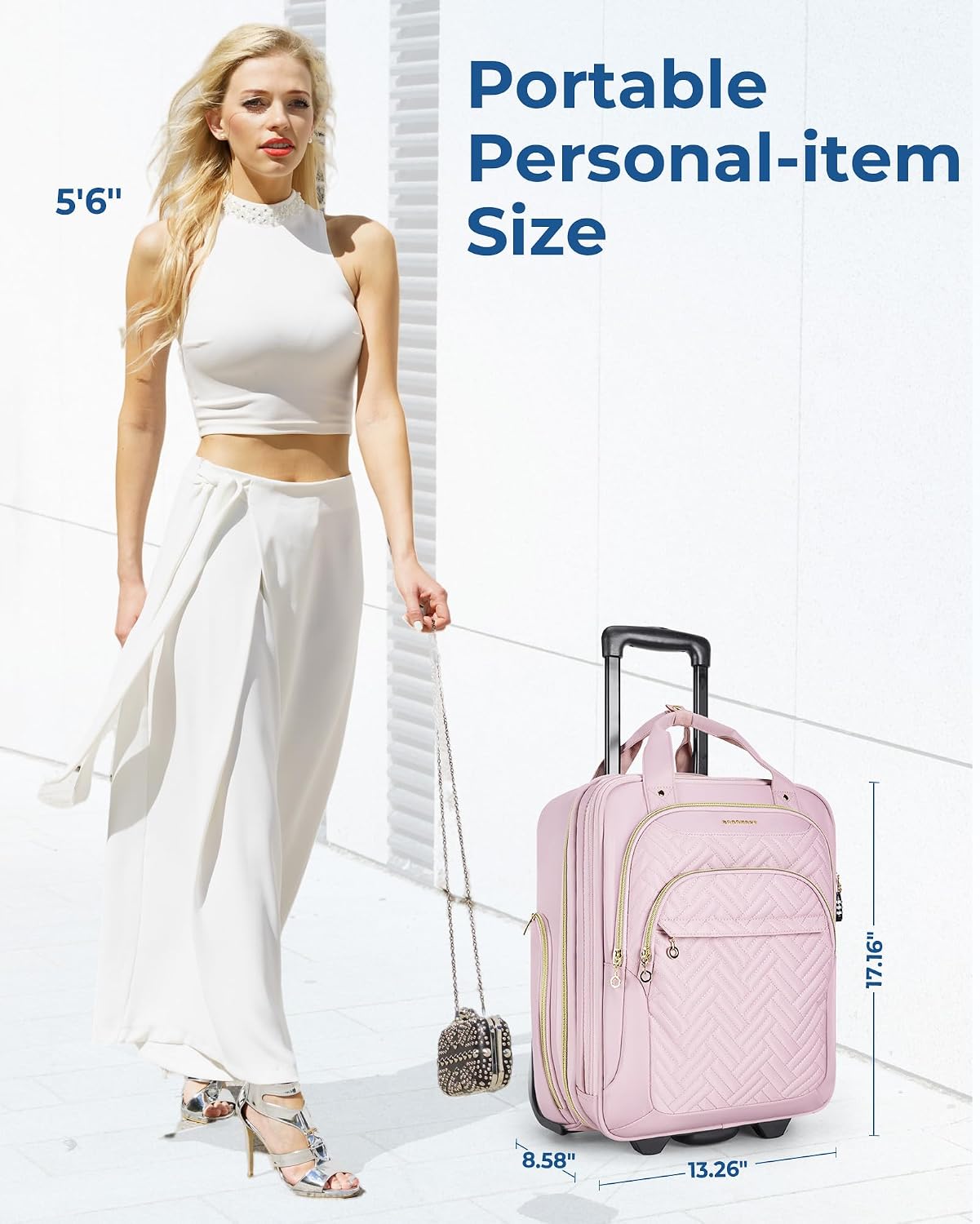 BAGSMART Equipaje de mano debajo del asiento, negro, Rosado, Equipa...
