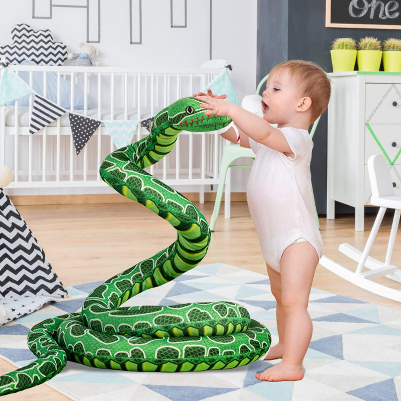 BRINJOY - Peluche de serpiente gigante de 149 pulgadas, juguete de...