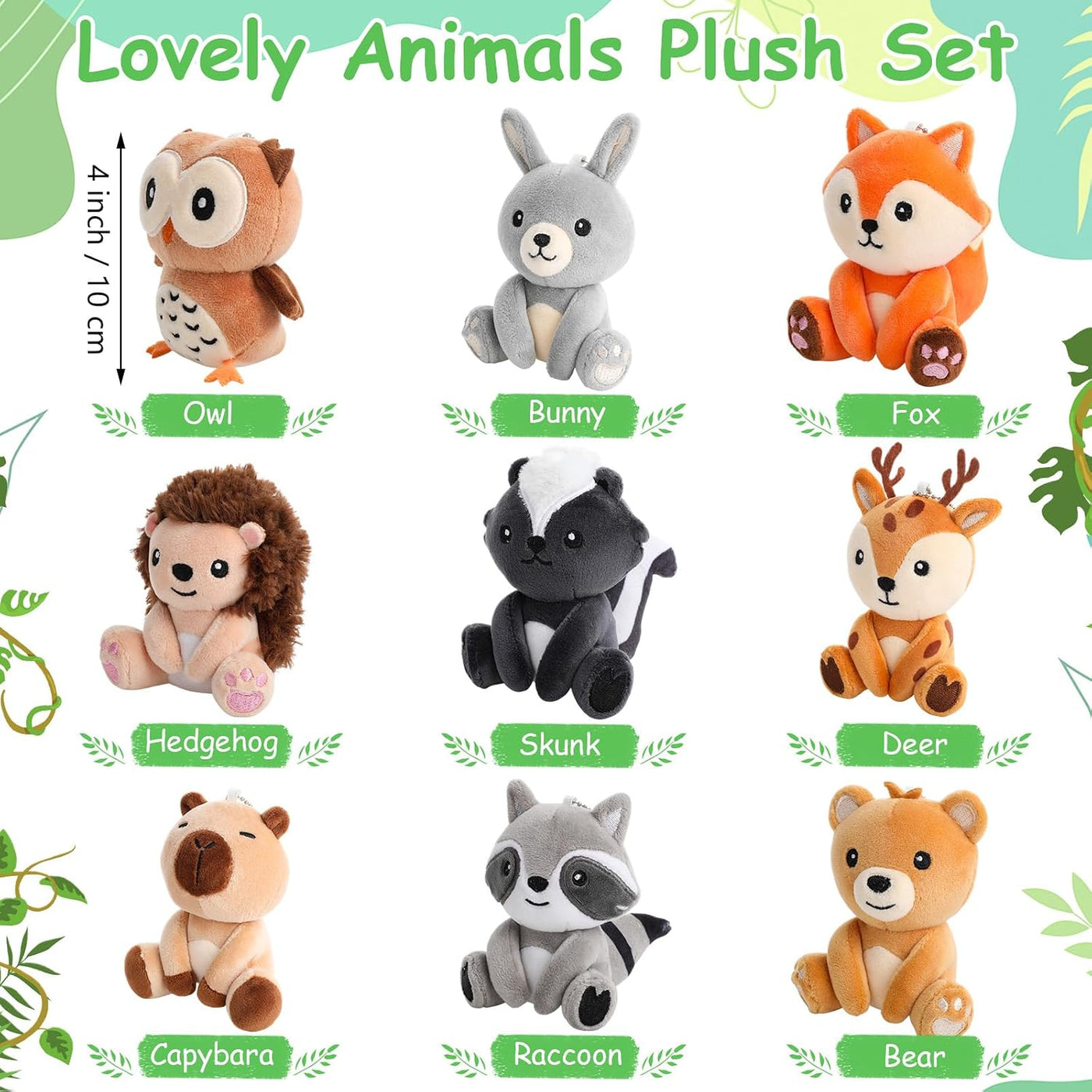 Aoriher - Juego de 9 animales de peluche de bosque a granel de 4 pu...