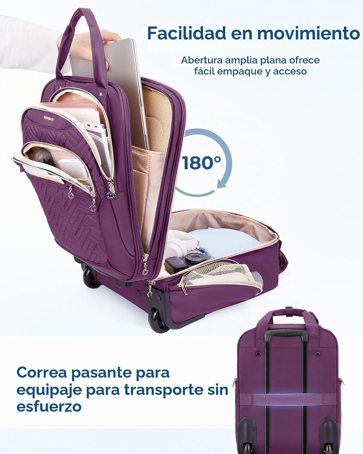 BAGSMART - Maleta de mano para debajo del asiento, maleta suave de...