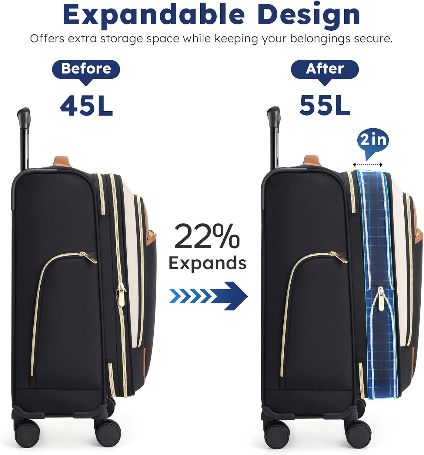 Softside - Maleta de mano expandible con apertura superior de 20 pu...