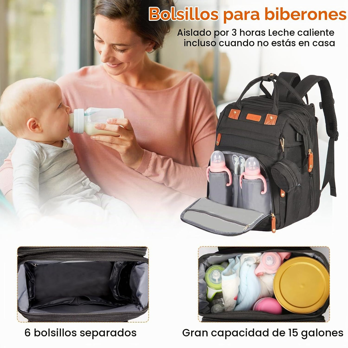 Shengmeister Mochila para pañales, con mochila para cambiador, tela...