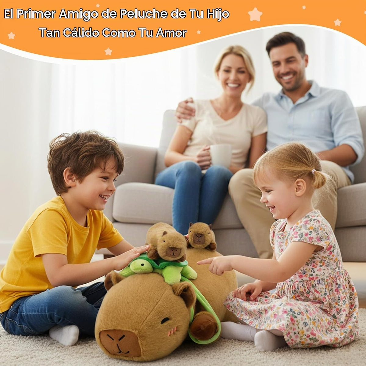 SQEQE Capybara - Animales de peluche con bebés en el interior, pelu...