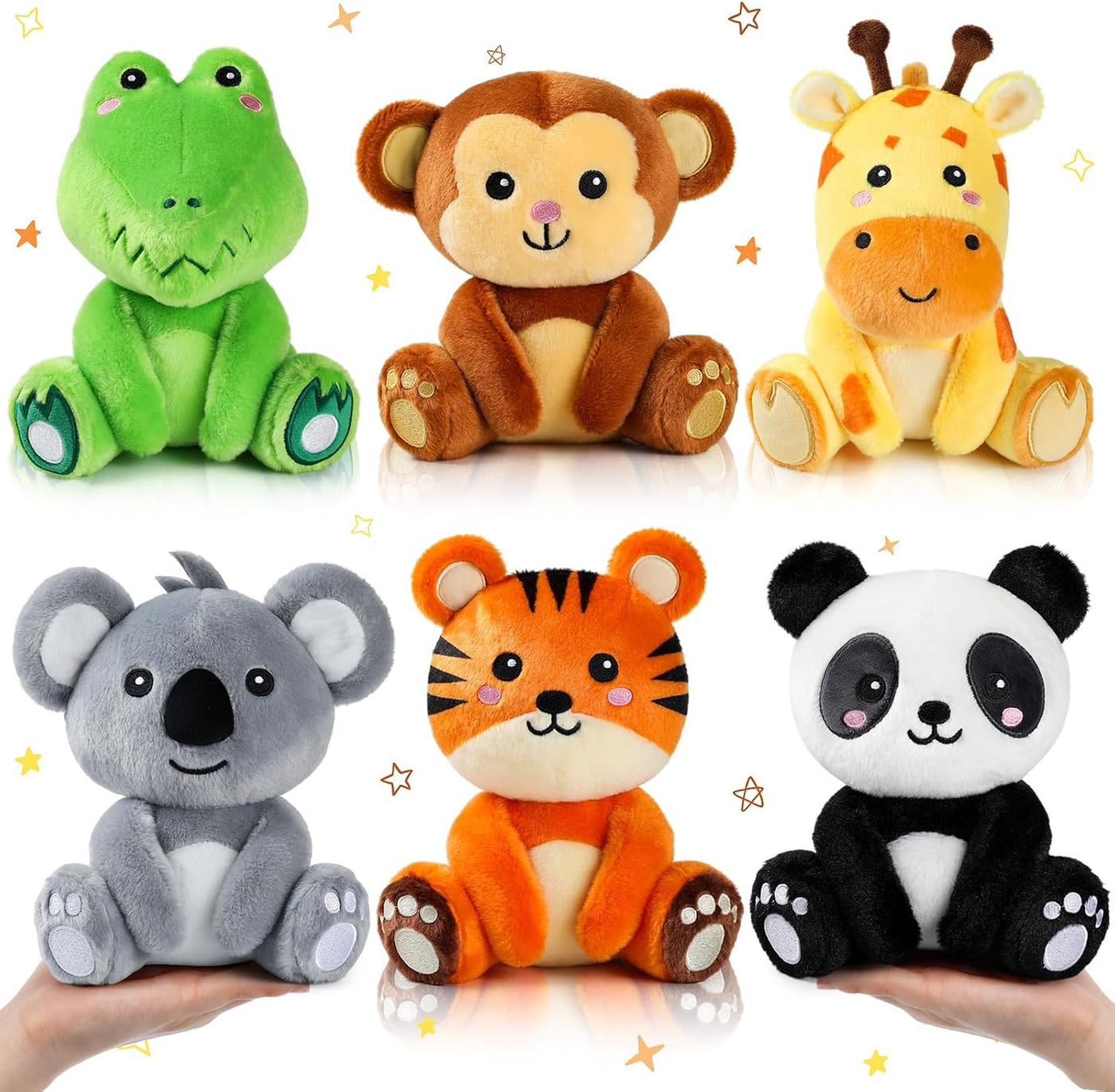 RoundFunny 6 Piezas Animales de Safari de Peluche Pequeños a Granel...