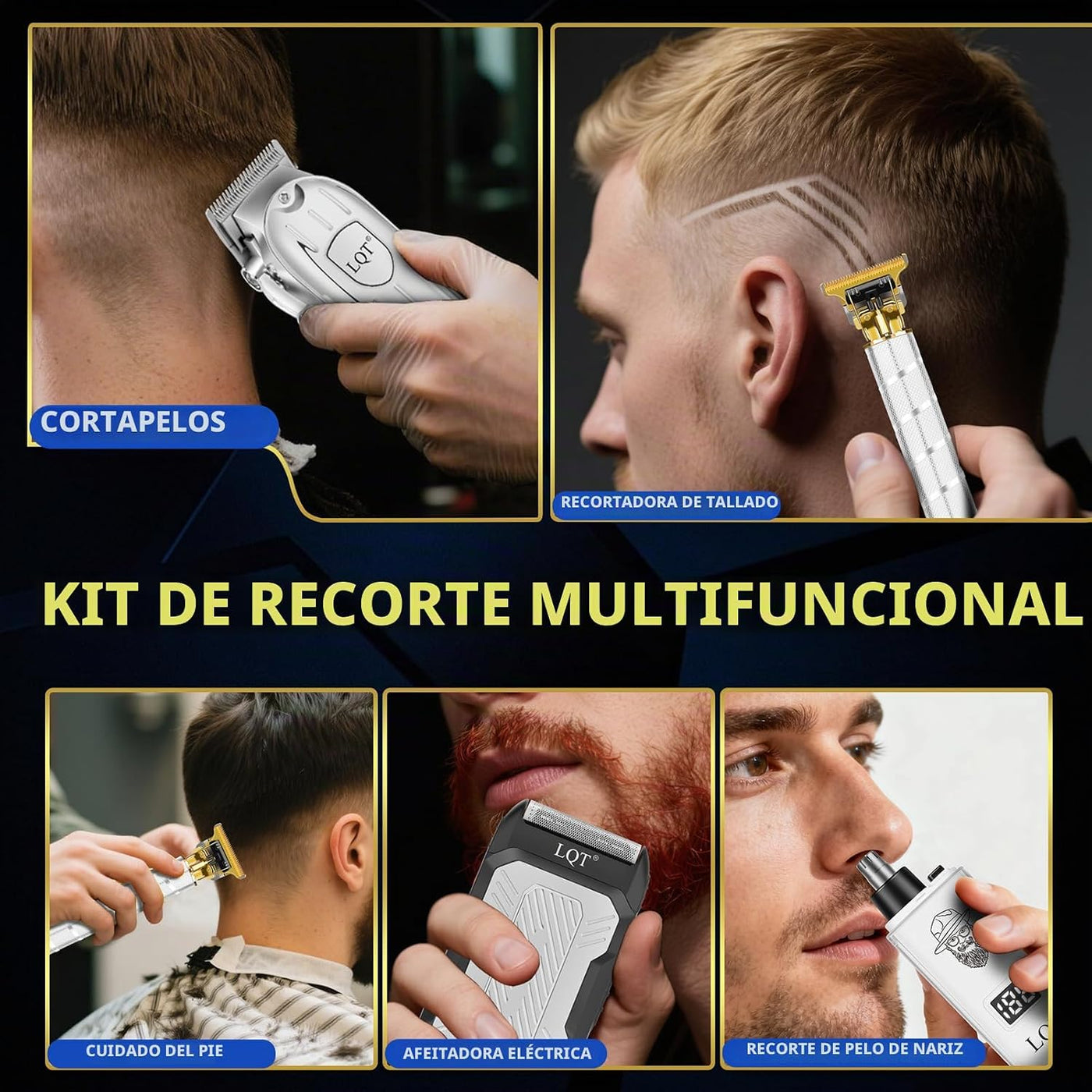Cortapelos para hombres con pantalla LED, kit de aseo inalámbrico 4...