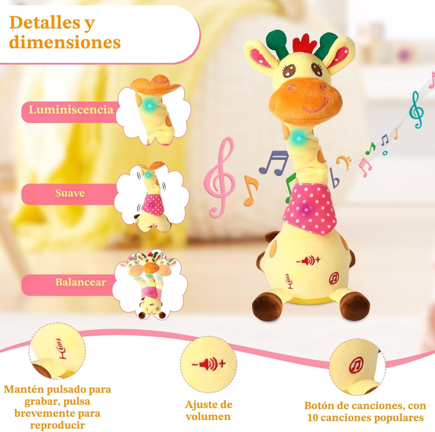 LLUKEME Juguete de jirafa bailarina, juguete de peluche, juguete de...