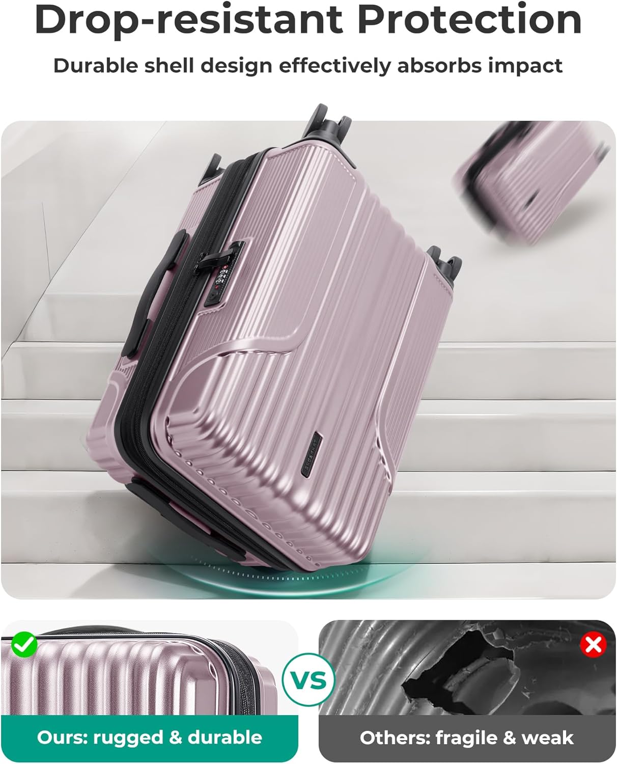 BAGSMART - Maleta de mano 22 x 14 x 9 aprobada por aerolínea, malet...