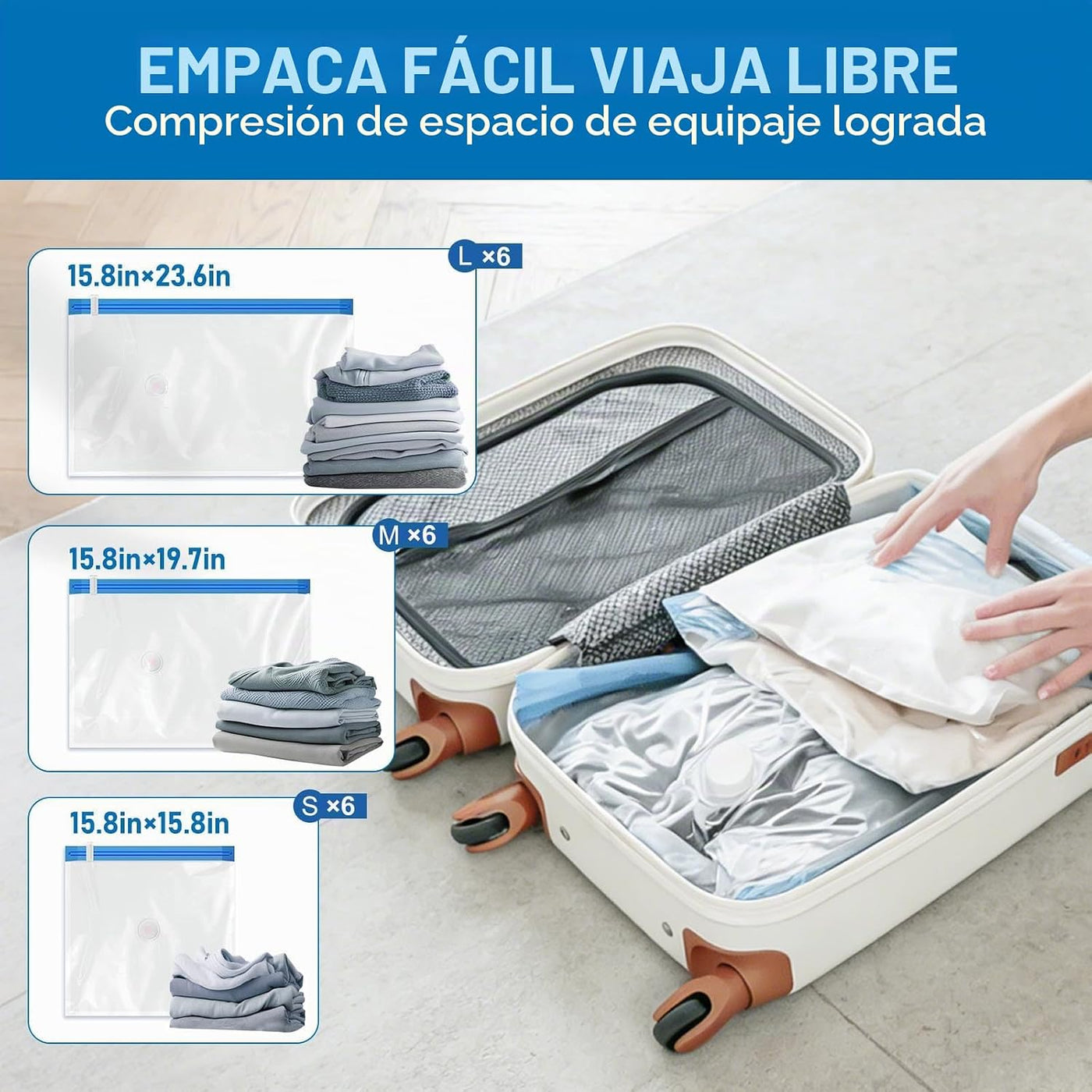 VMstr Paquete de 18 bolsas de almacenamiento al vacío con bomba USB...