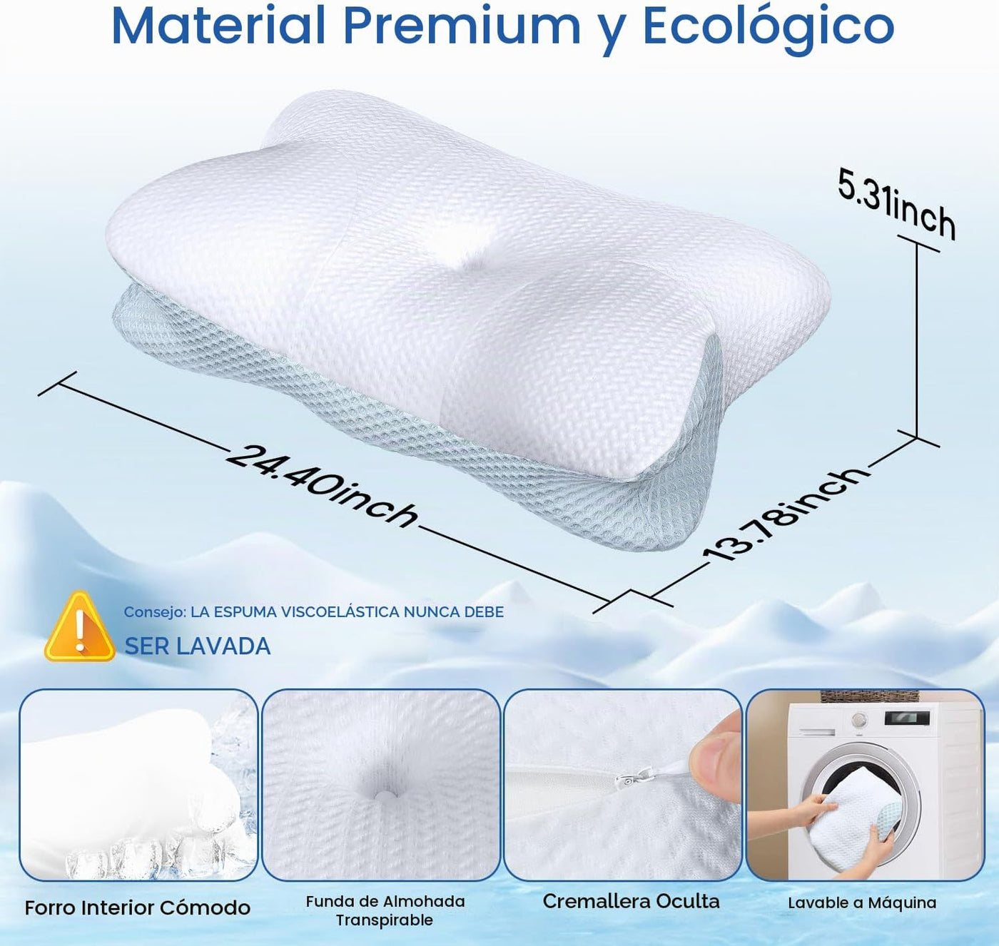 LALUCREATE - Almohada de soporte cervical para el cuello, almohada...