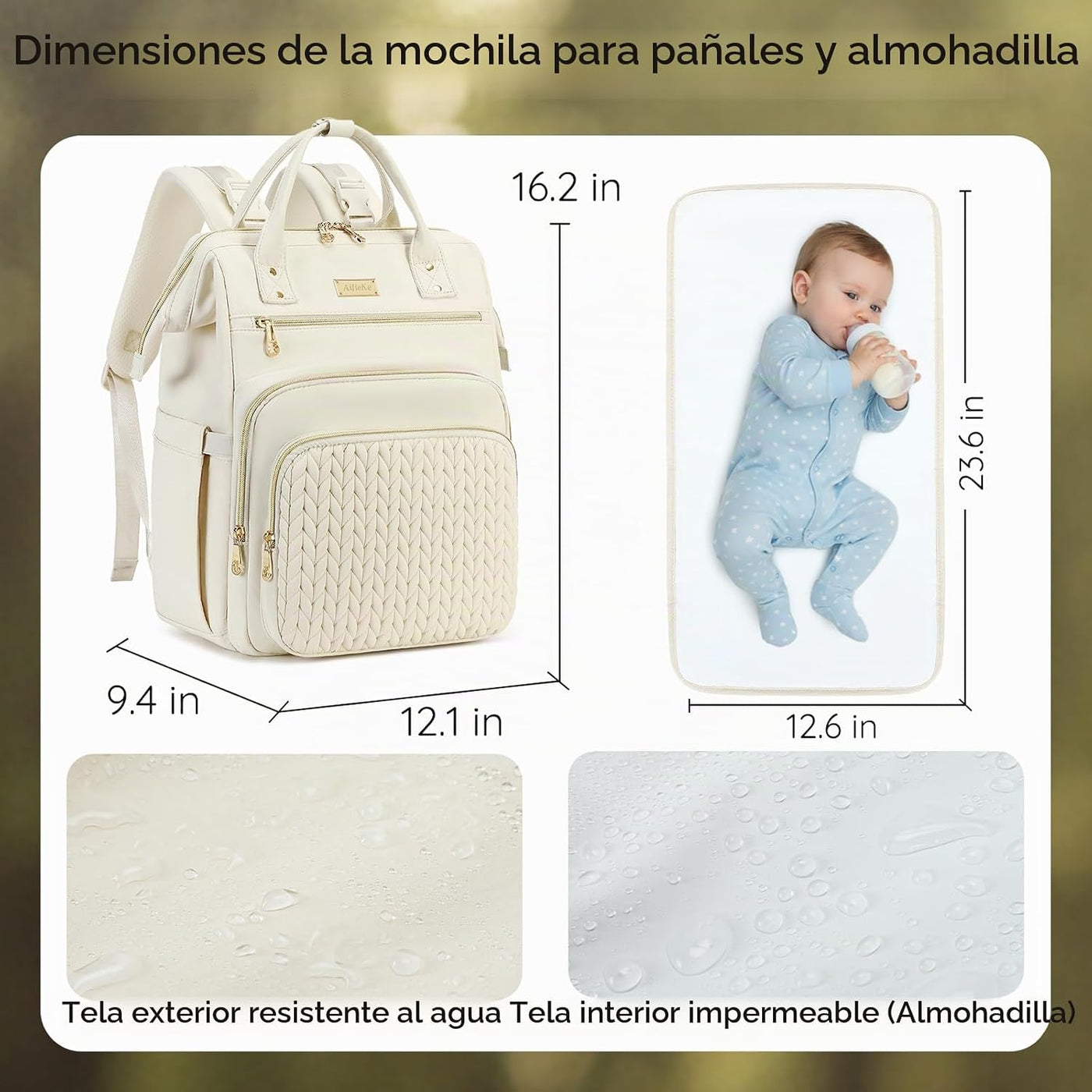 AIJIEKE Bolsa de pañales, mochila grande para pañales de bebé de gr...