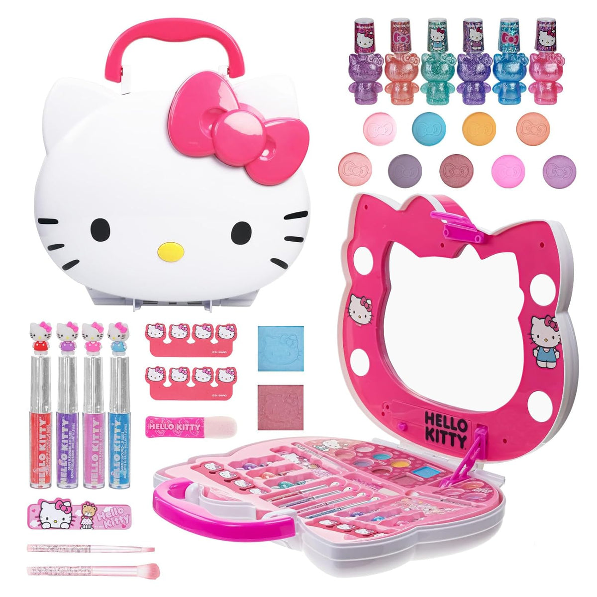 Hello Kitty - Juego de tocador de maquillaje facial con espejo ilum...