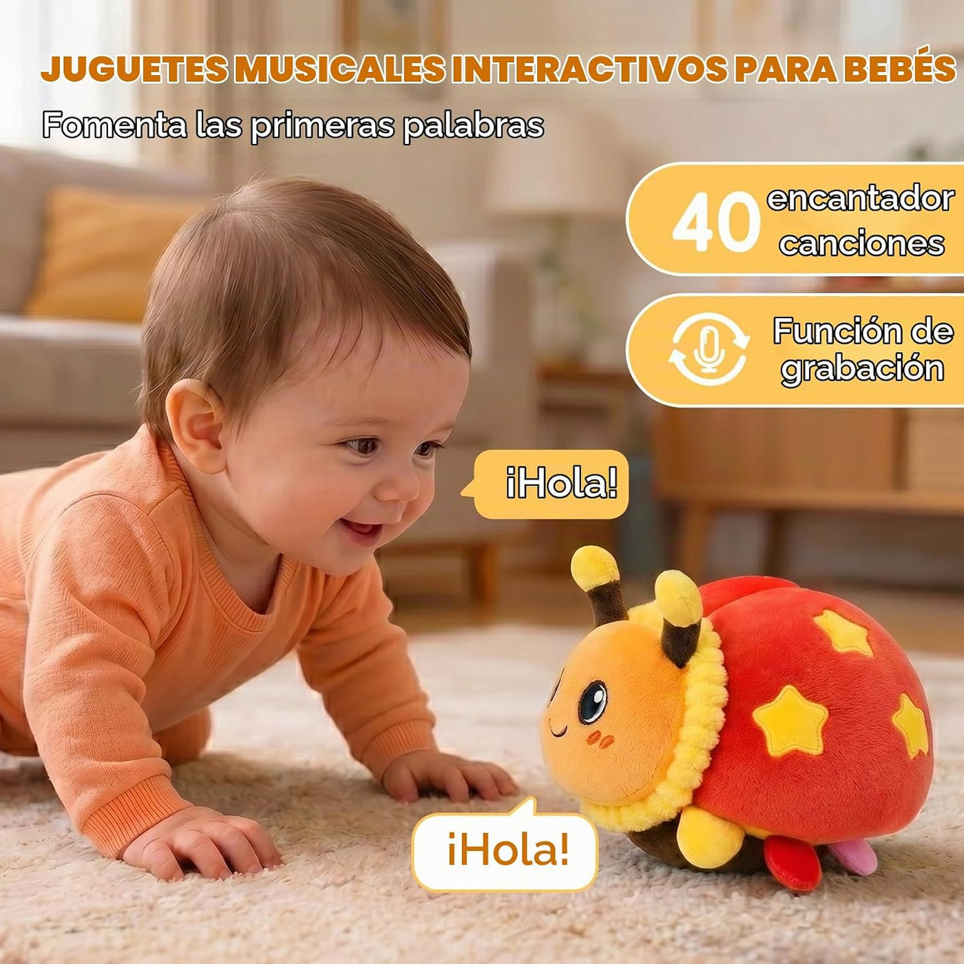 Juguete Interactivo De Mariquita Que Se Arrastra, Juguete De Peluch...