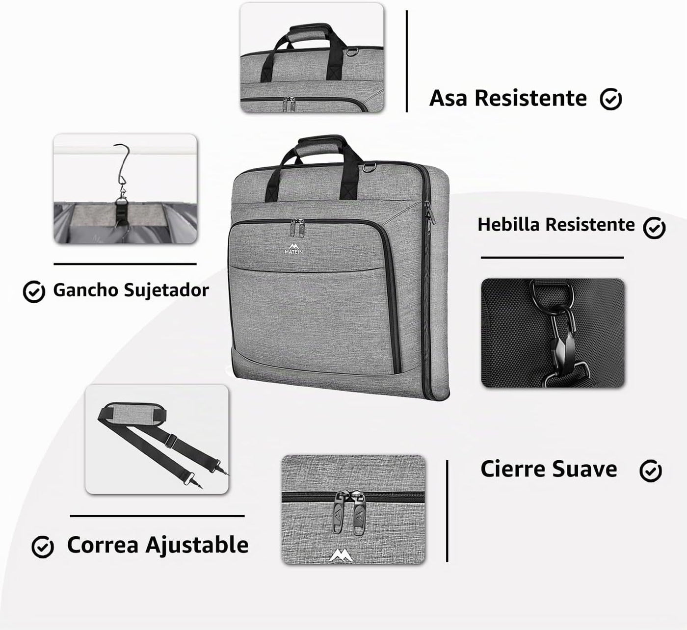 MATEIN Bolsas de ropa de mano para viajes, bolsa colgante resistent...