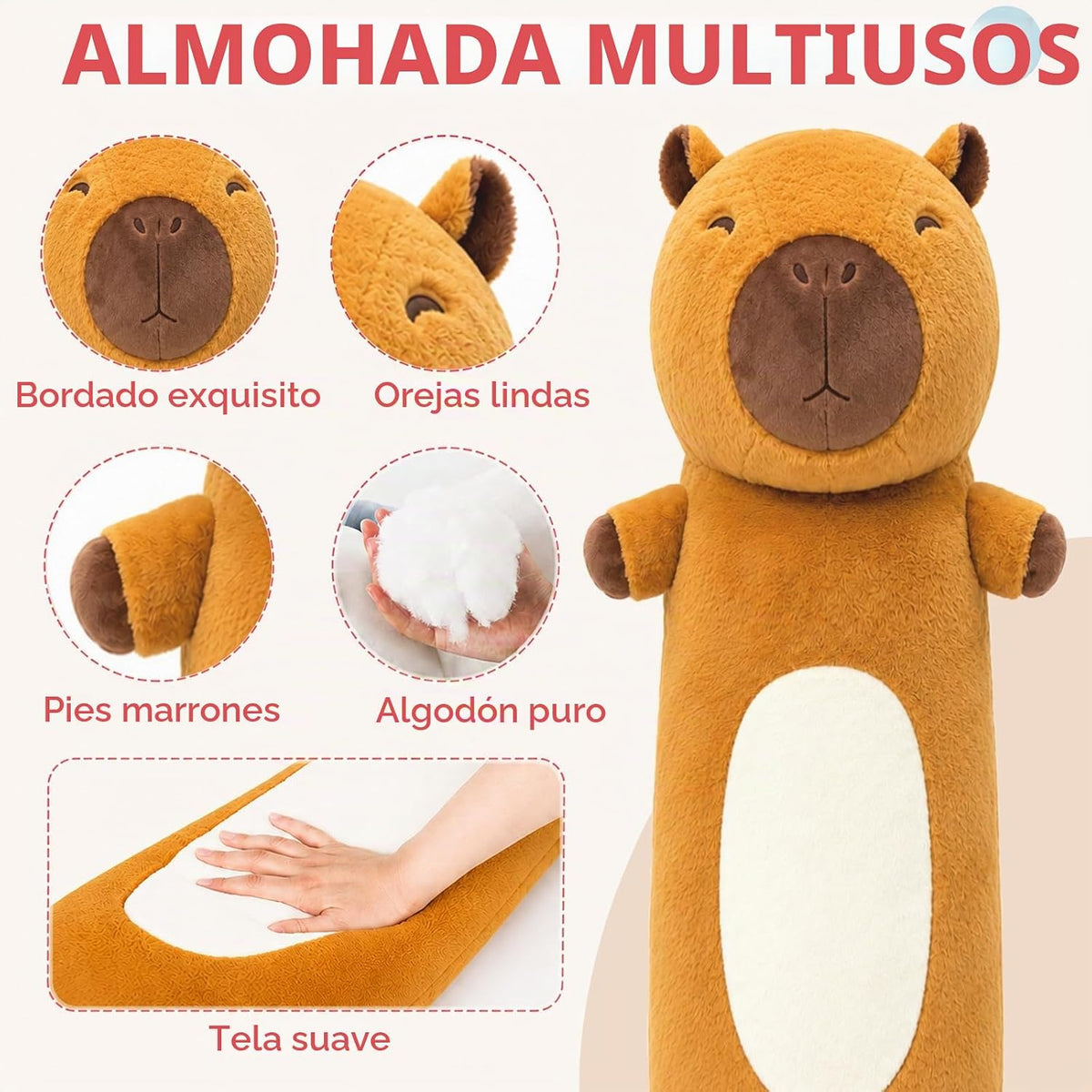 Tianmihou Peluche Capybara de 36 pulgadas, grande, suave, realista,...