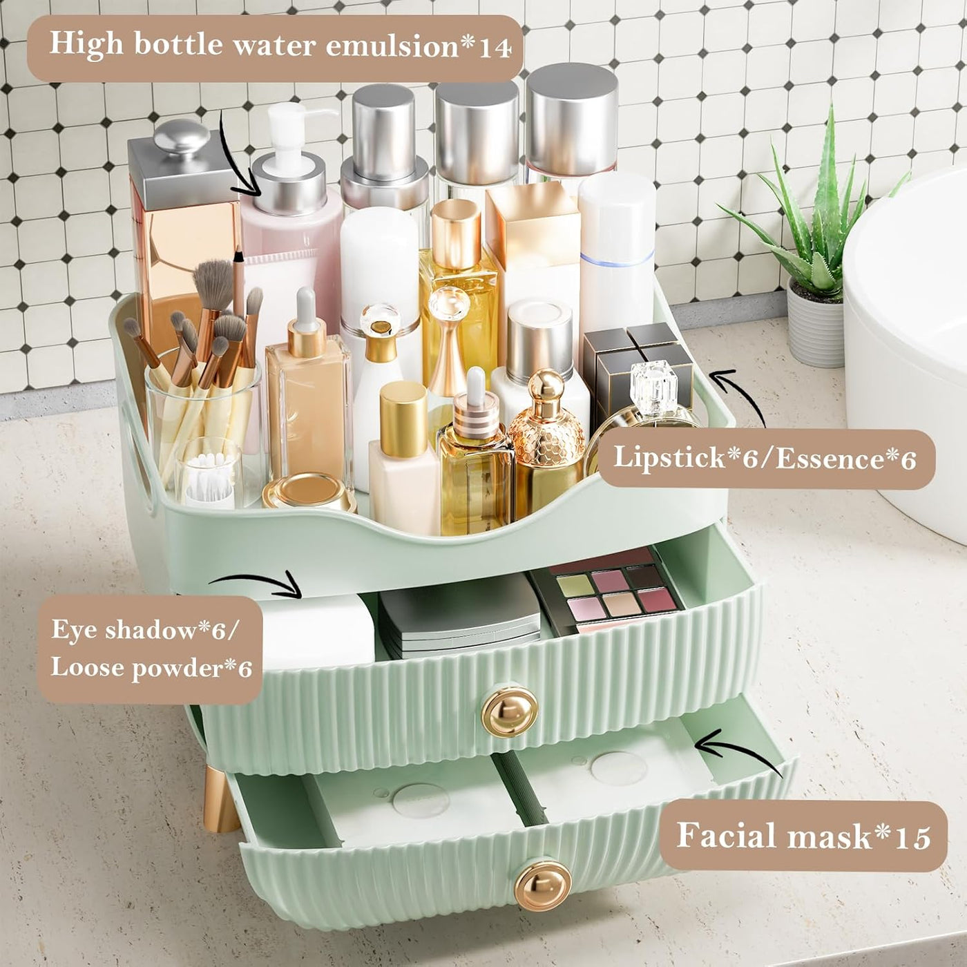 Organizador de maquillaje para encimera, organizador de cuidado de...