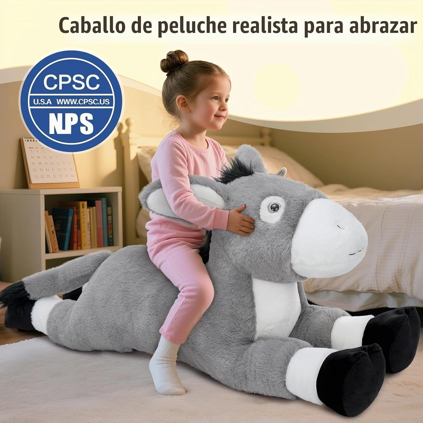 Tezituor Animal de peluche de burro gigante de 43.3 pulgadas, almoh...