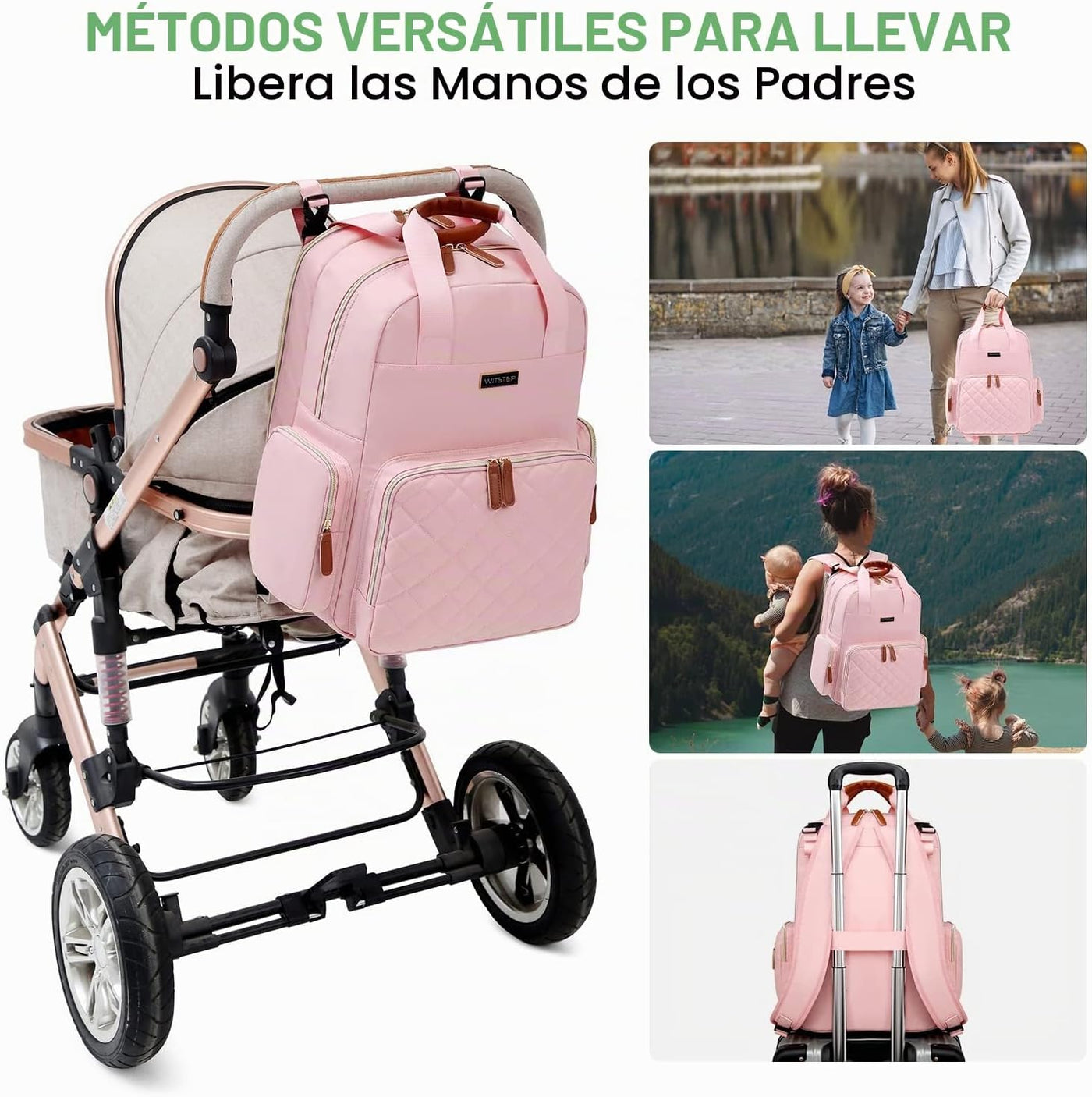 WITSTEP Mochila para pañales con cambiador, organizador de bolsas d...