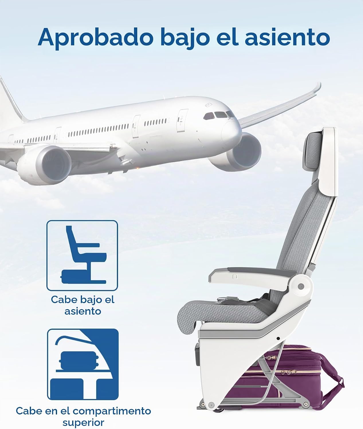 BAGSMART - Maleta de mano para debajo del asiento, maleta suave de...