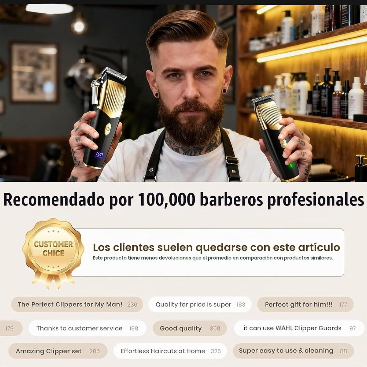 Juego profesional de cortapelos inalámbrico 4 en 1, recortadora de...