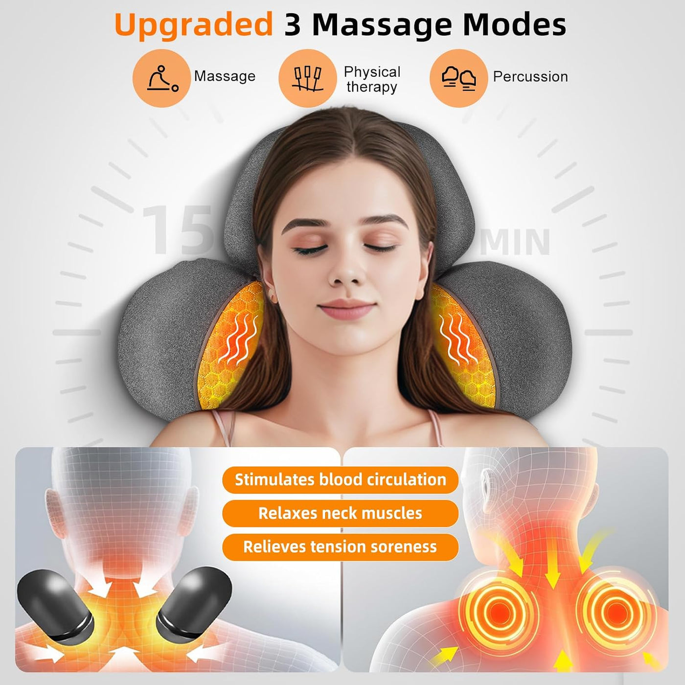 Upalled Almohada masajeadora de cuello con calefacción inalámbrica...