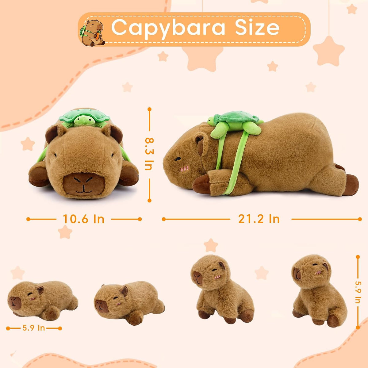 SQEQE Capybara - Animales de peluche con bebés en el interior, pelu...