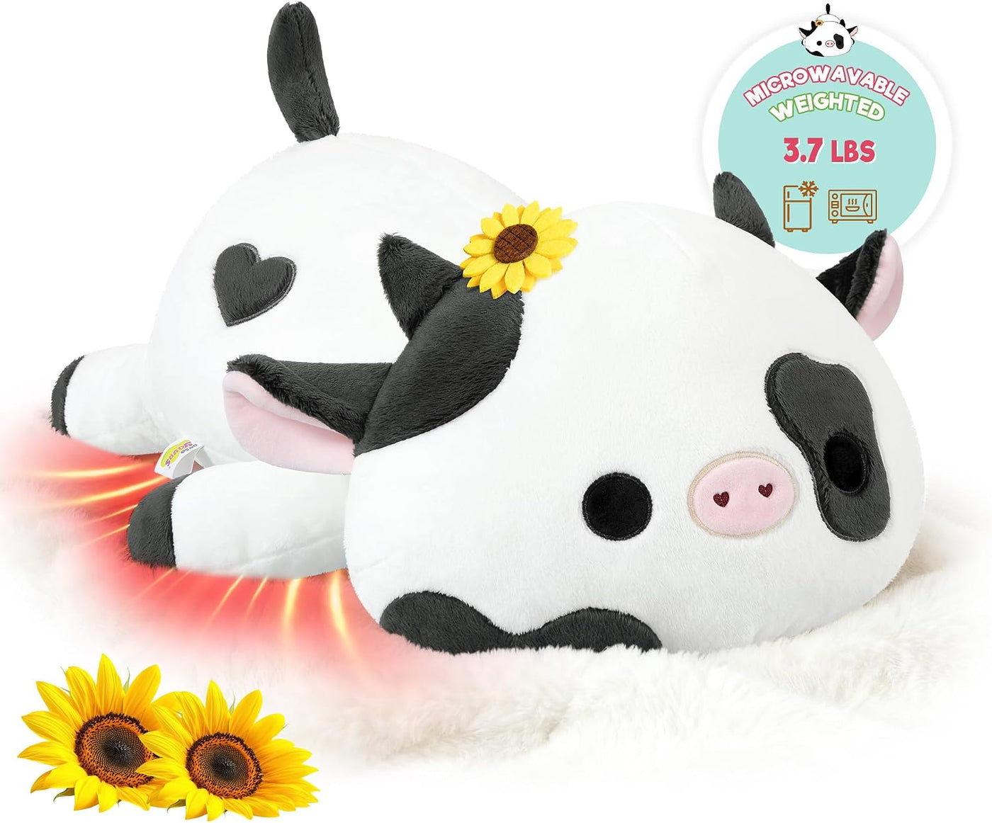 Onsoyours Animales de peluche originales de vaca girasol con peso y...