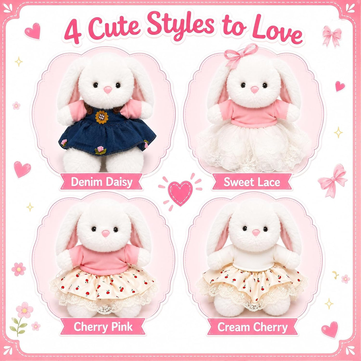 Juego de 8 piezas de peluche de conejo de 7.9 pulgadas para niñas |...