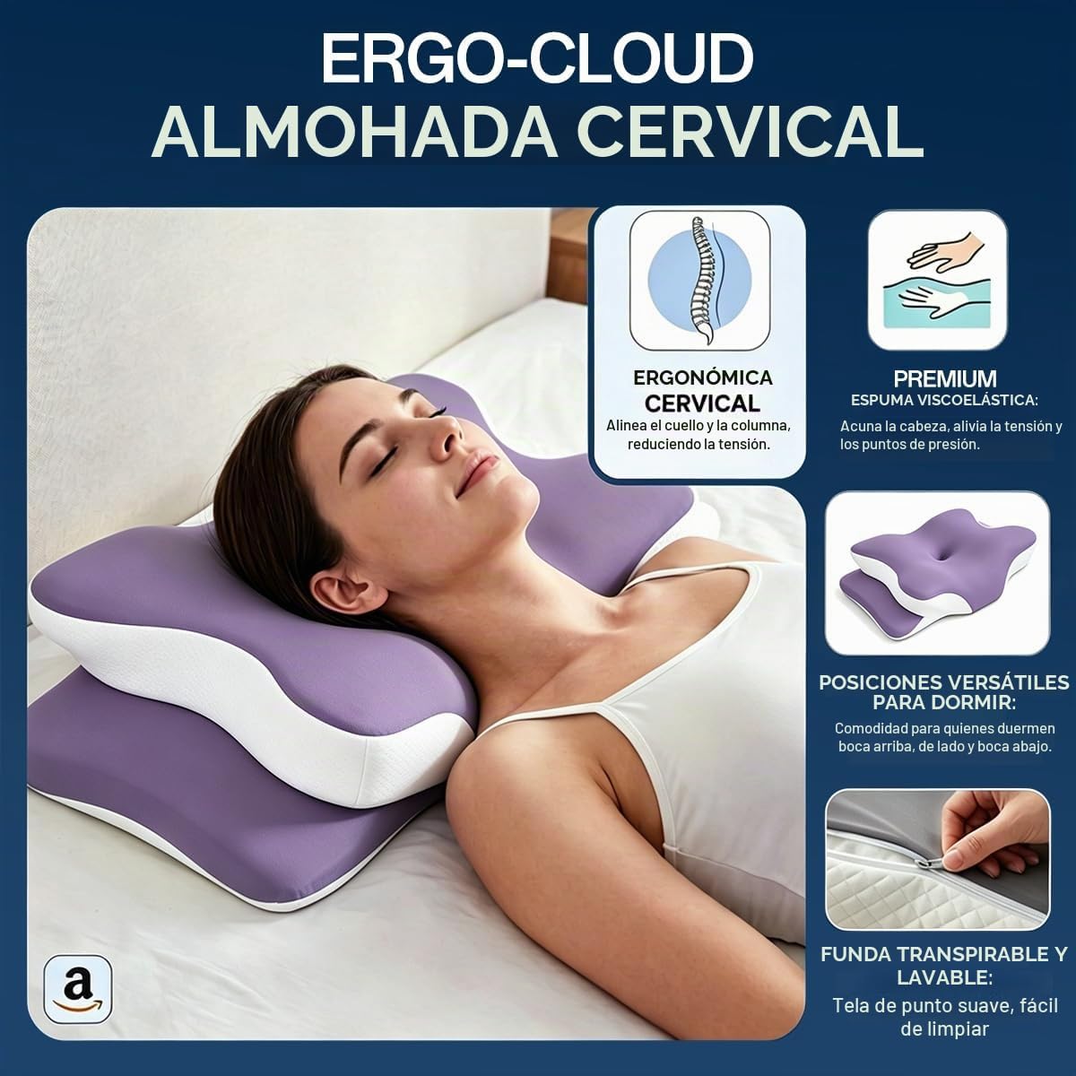 WKEFF Almohada cervical para aliviar el dolor de cuello, diseño hue...
