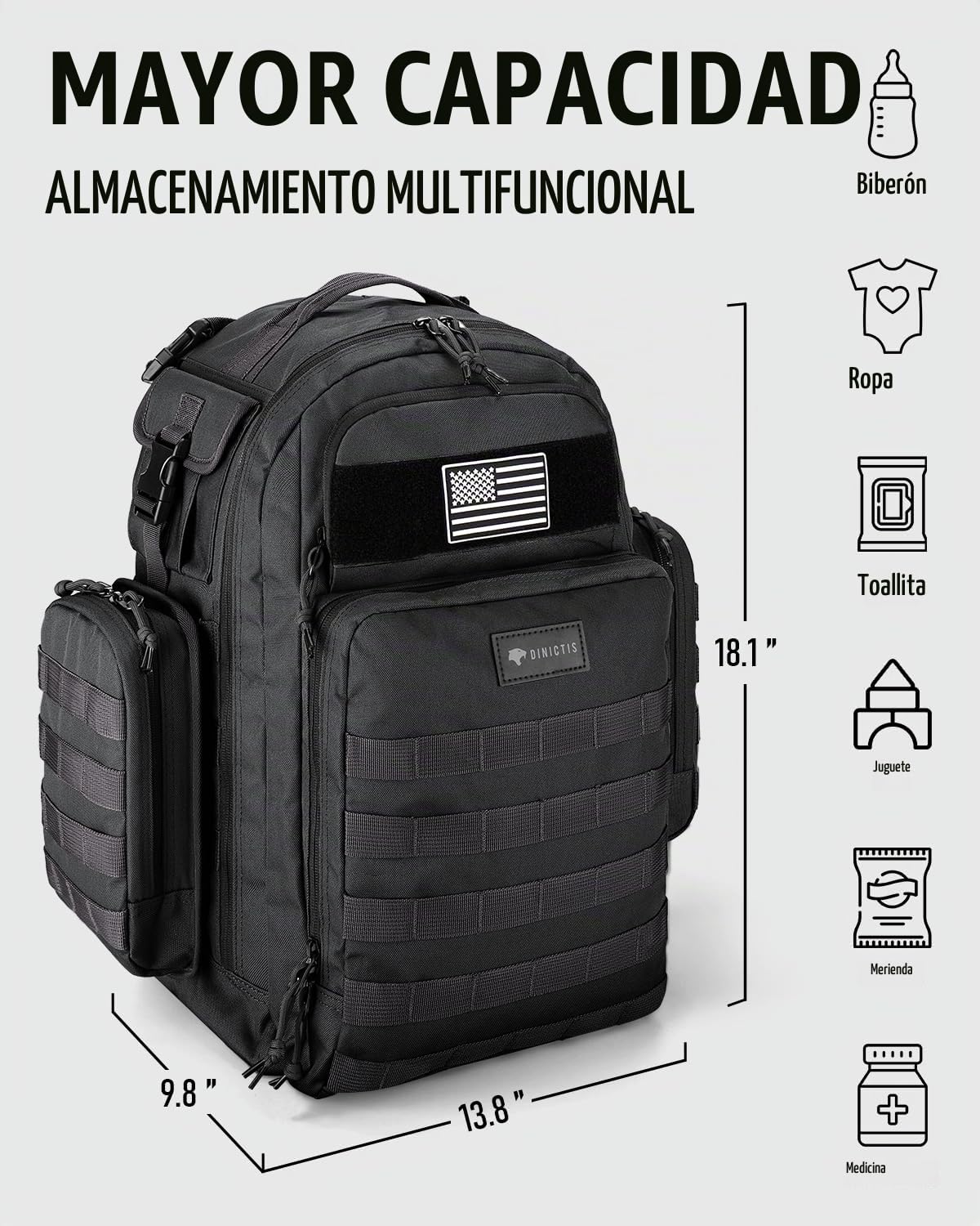 Dinictis Bolsa de pañales para papá, mochila de pañales para hombre...