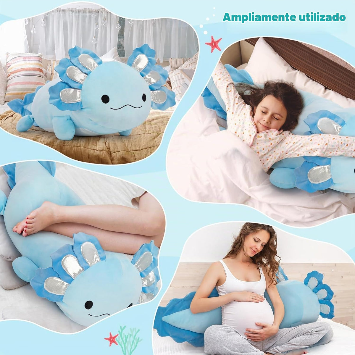 BENINY - Peluche de ajolote azul de 39 pulgadas, animal de peluche...