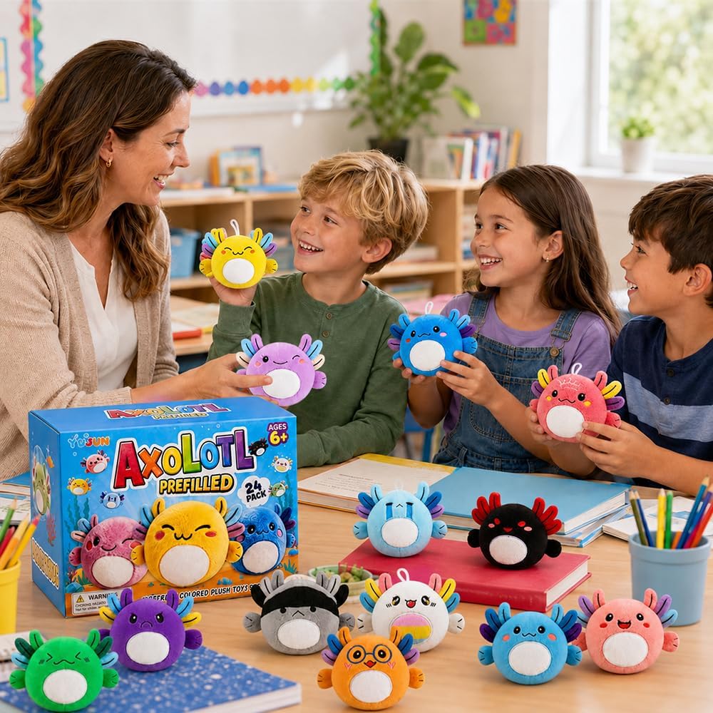 YUJUN 24 piezas de juguete de peluche para niños, juguete de ajolot...