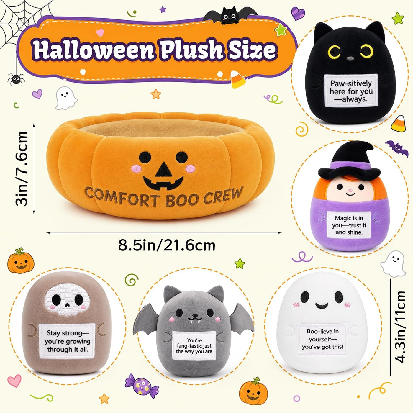 Peluche de Halloween - Juego de peluche de apoyo emocional con cest...
