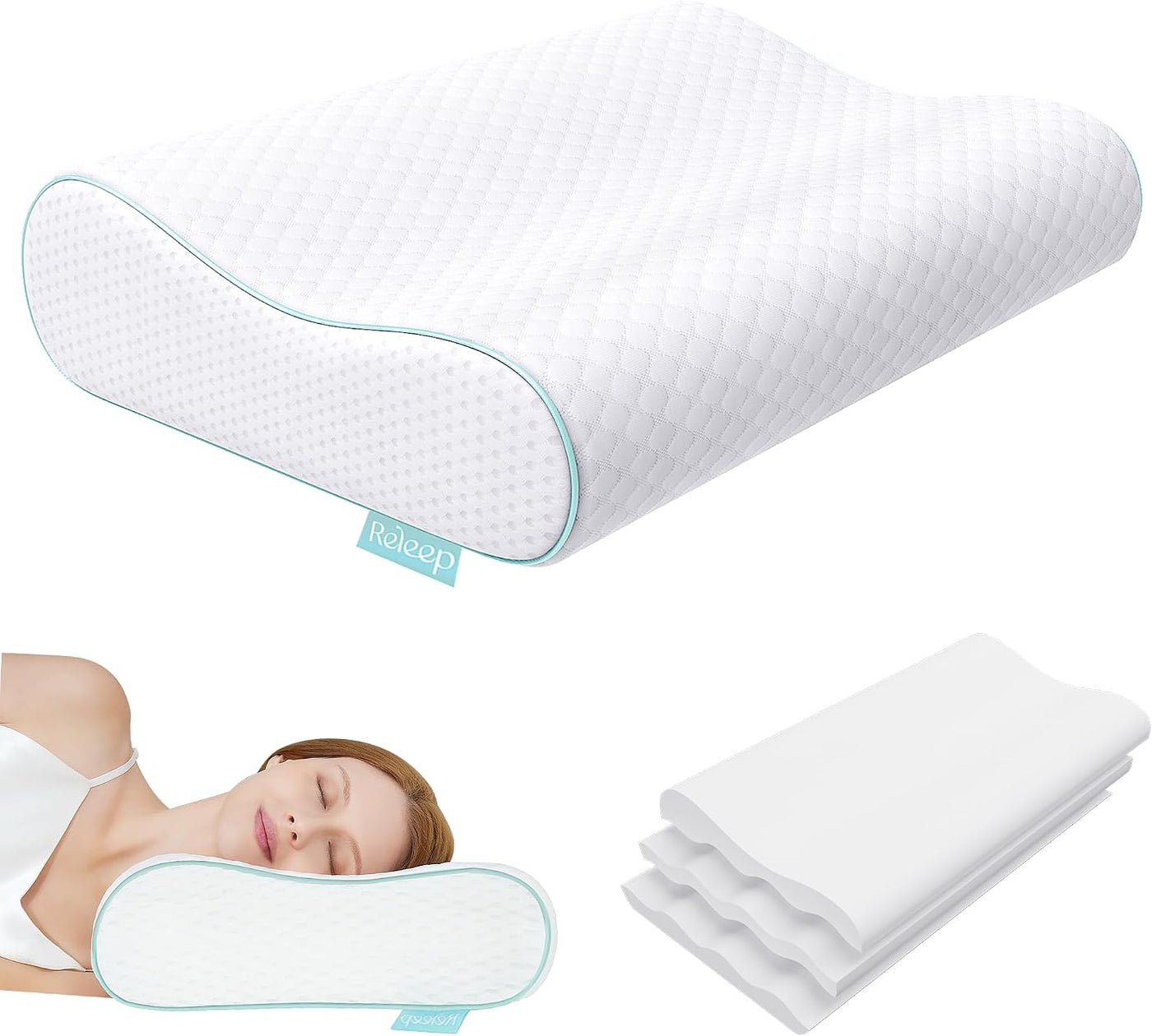 Releep Almohada cervical para el cuello, almohada para dormir de la...