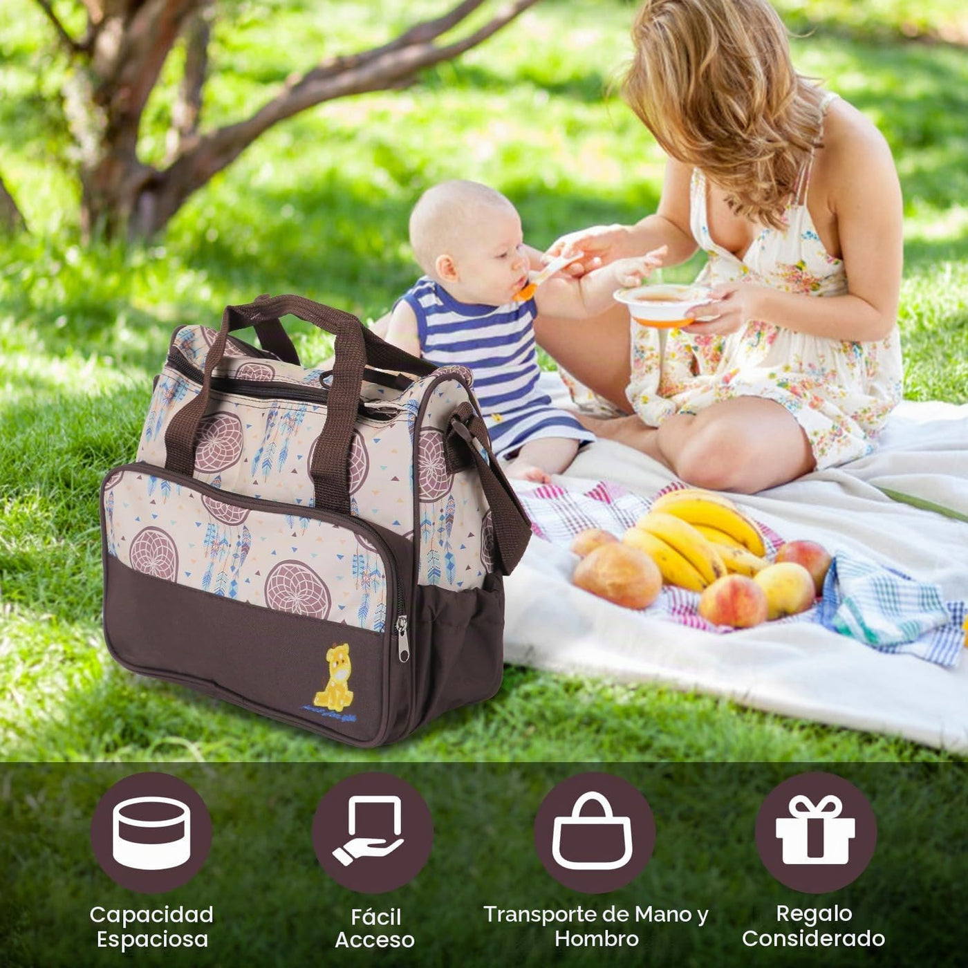Moclever Juego de 5 bolsas de pañales - Bolsas de bebé para mamá, Café
