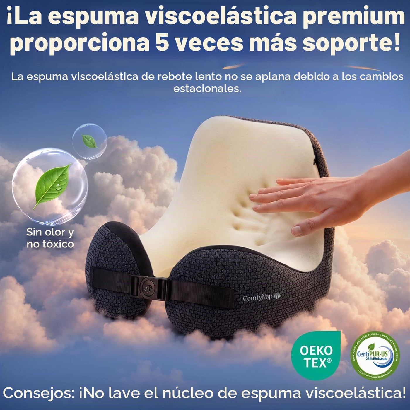 ComfyNap® Almohada de cuello de viaje versátil para avión [patentad...