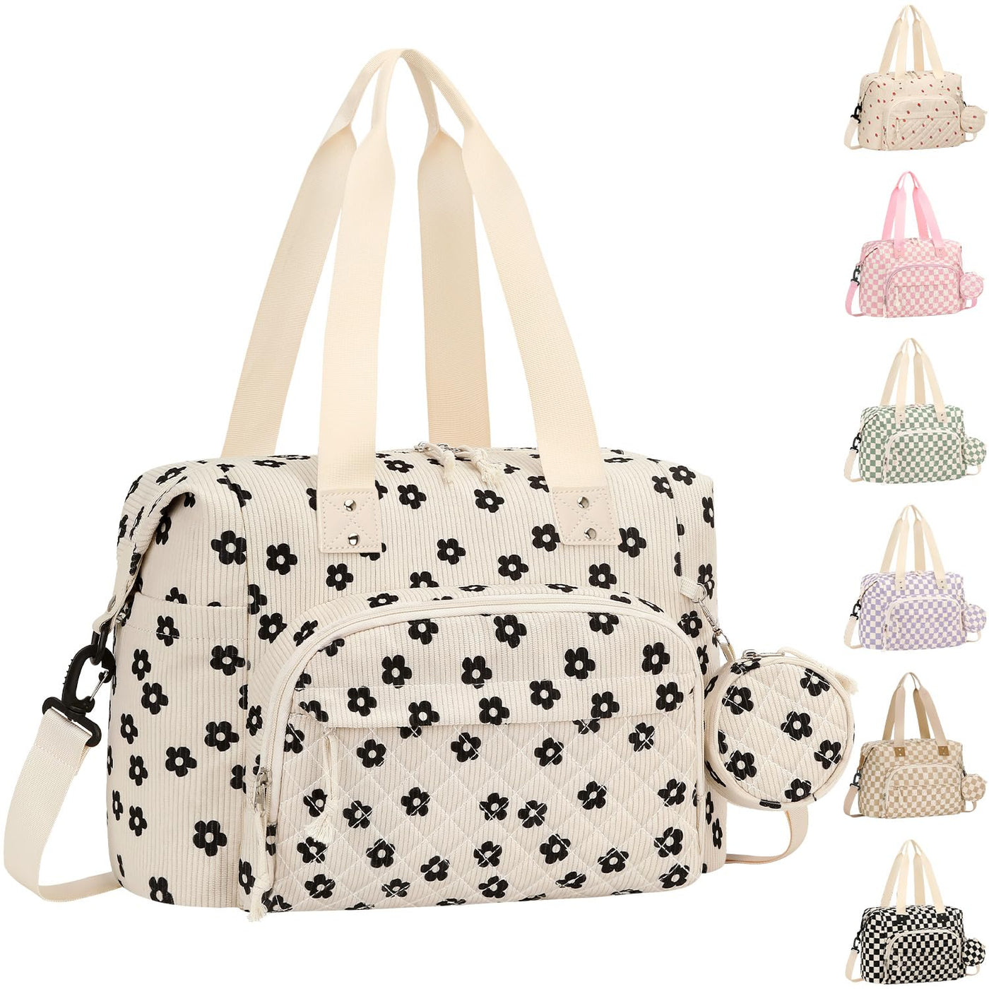 Tenot Bolsa de pañales de pana, bolsa de viaje para pañales con fun...
