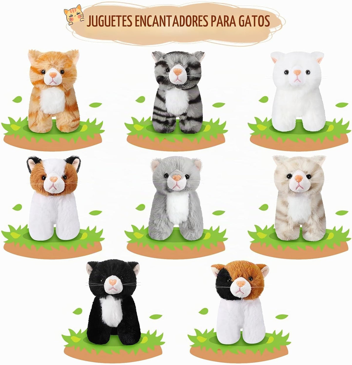 Sumind 8 piezas de animales de peluche de gato a granel de 5 pulgad...