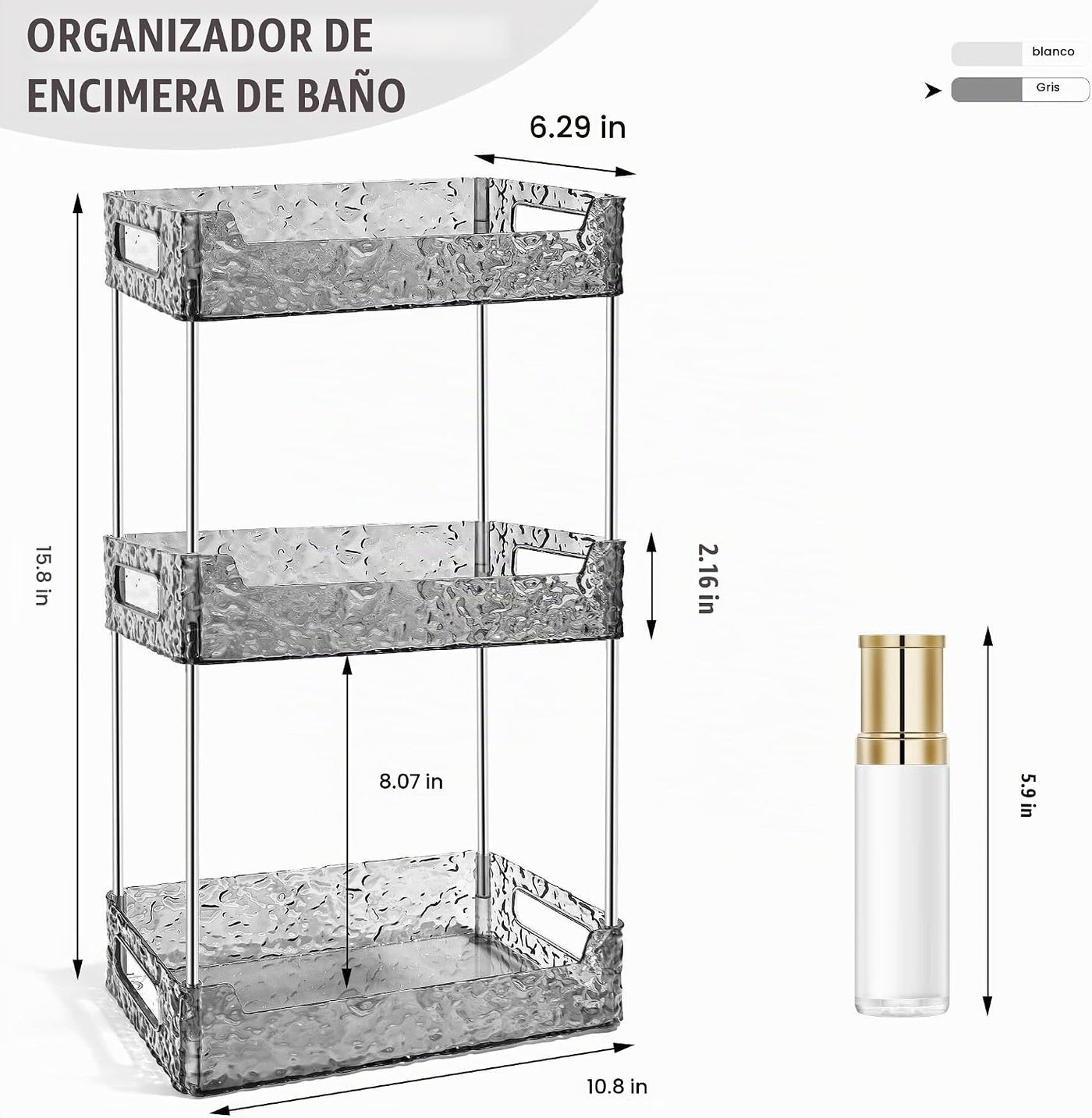 TENDER EPOCH Organizador de encimera de baño de 3 niveles, organiza...