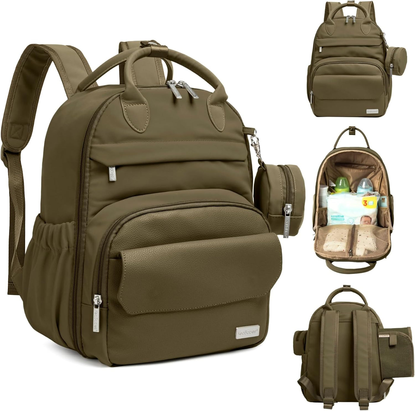 KeaBabies Mochila para pañales, mochilas de viaje para pañales (oli...
