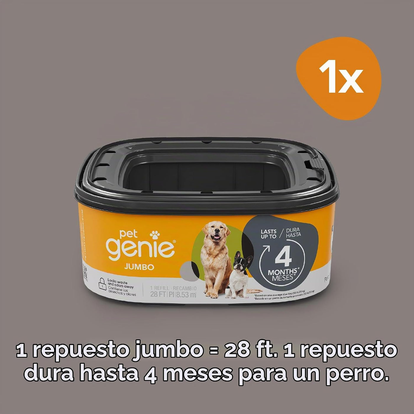 Pet Genie Bolsas de recambio | Paquete de 1 jumbo, 28 pies en total...