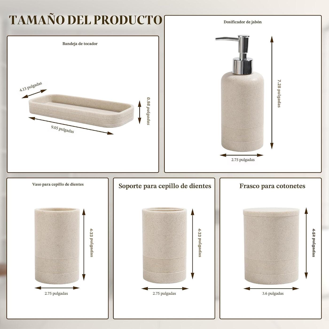 Juego de accesorios de baño, juego de accesorios de baño de 6 pieza...