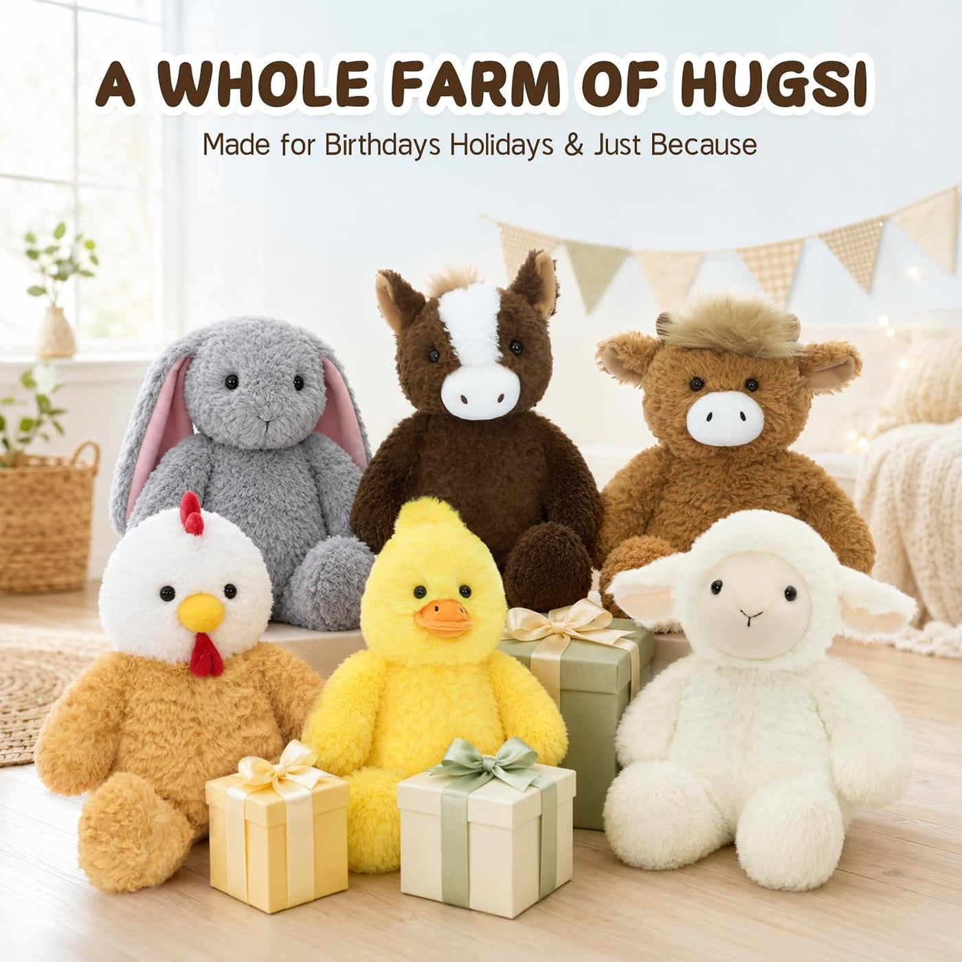MaoGoLan Juego de 6 juguetes de peluche de animales de granja de 14...